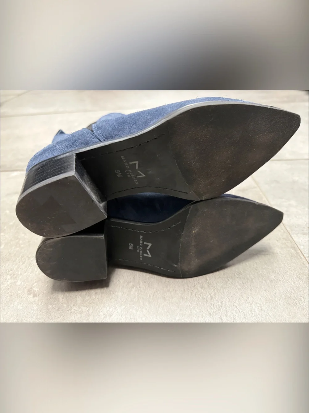 Marc Fisher Navy Suede Pointed Ankle Booties